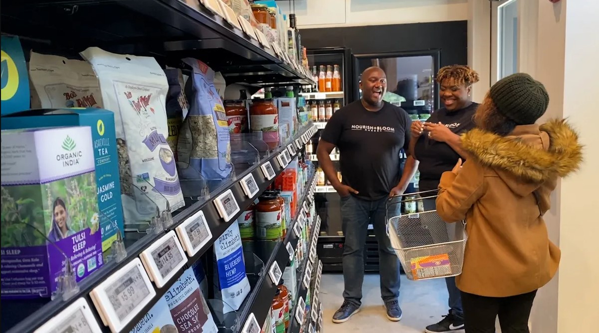 Jamie and Jilea Hemmings in their autonomous shop, Nourish + Bloom.