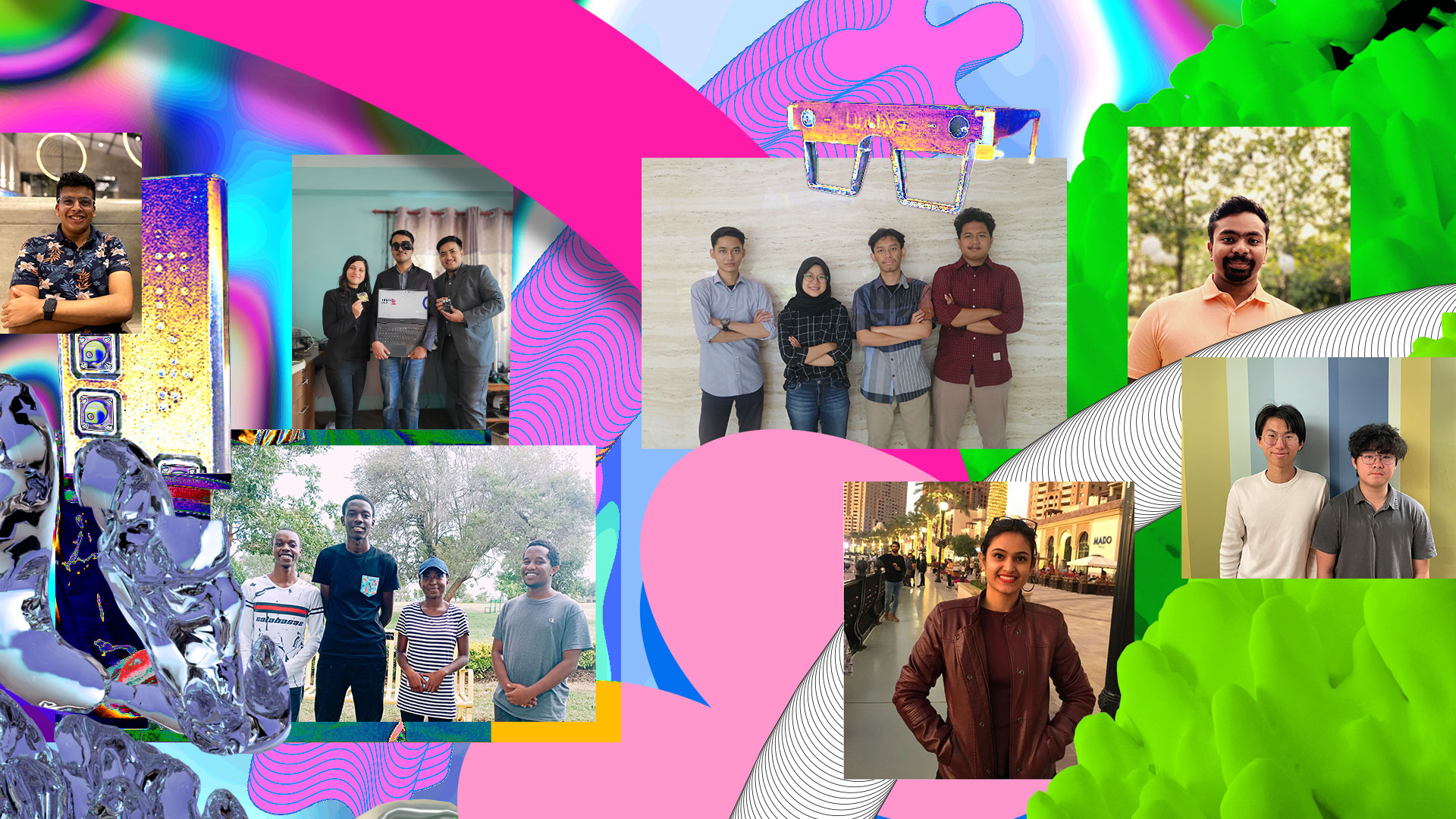 Six images in a collage of student participants at Microsoft’s 2023 Imagine Cup