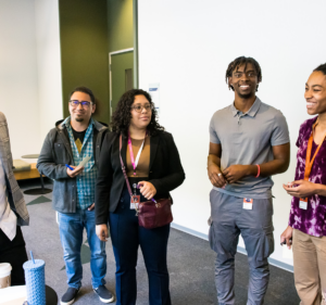 group of people talking