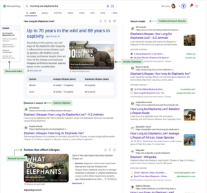 Search results for a query about how long elephants live