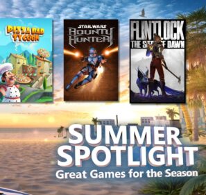 Title art from three games, along with text reading Summer Spotlight: Great games for the season