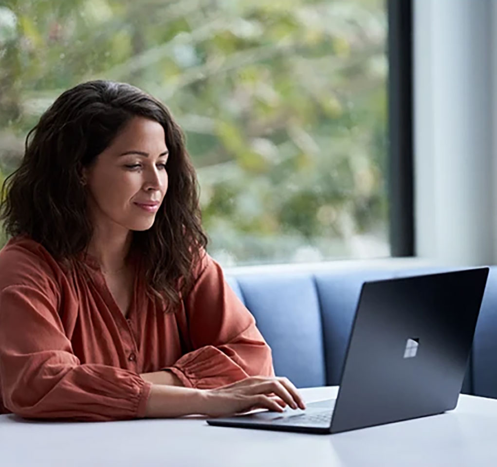 Woman working on a laptop computer