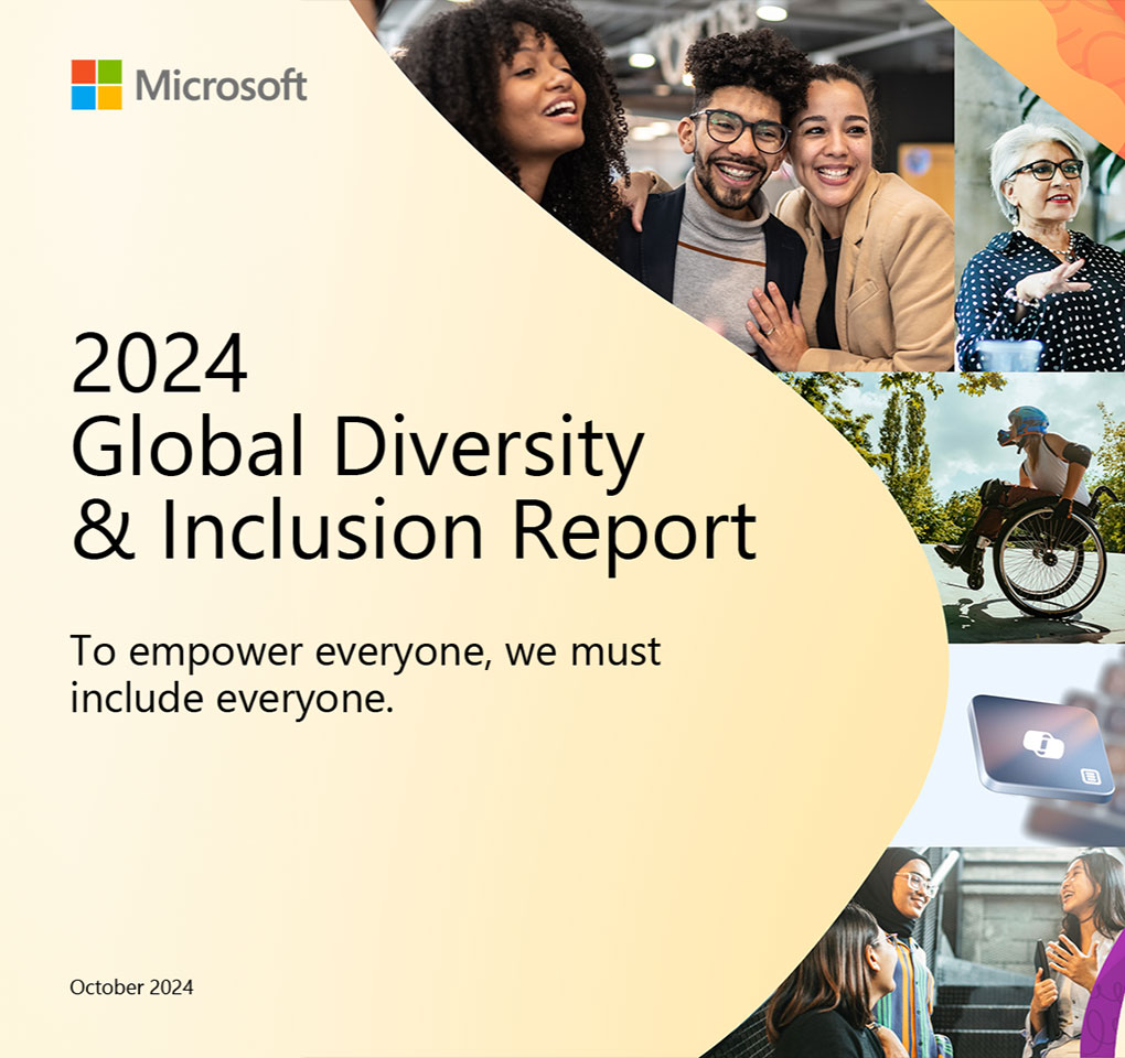 Collage of people next to text reading 2024 Diversity & Inclusion Report, To empower everyone, we must include everyone