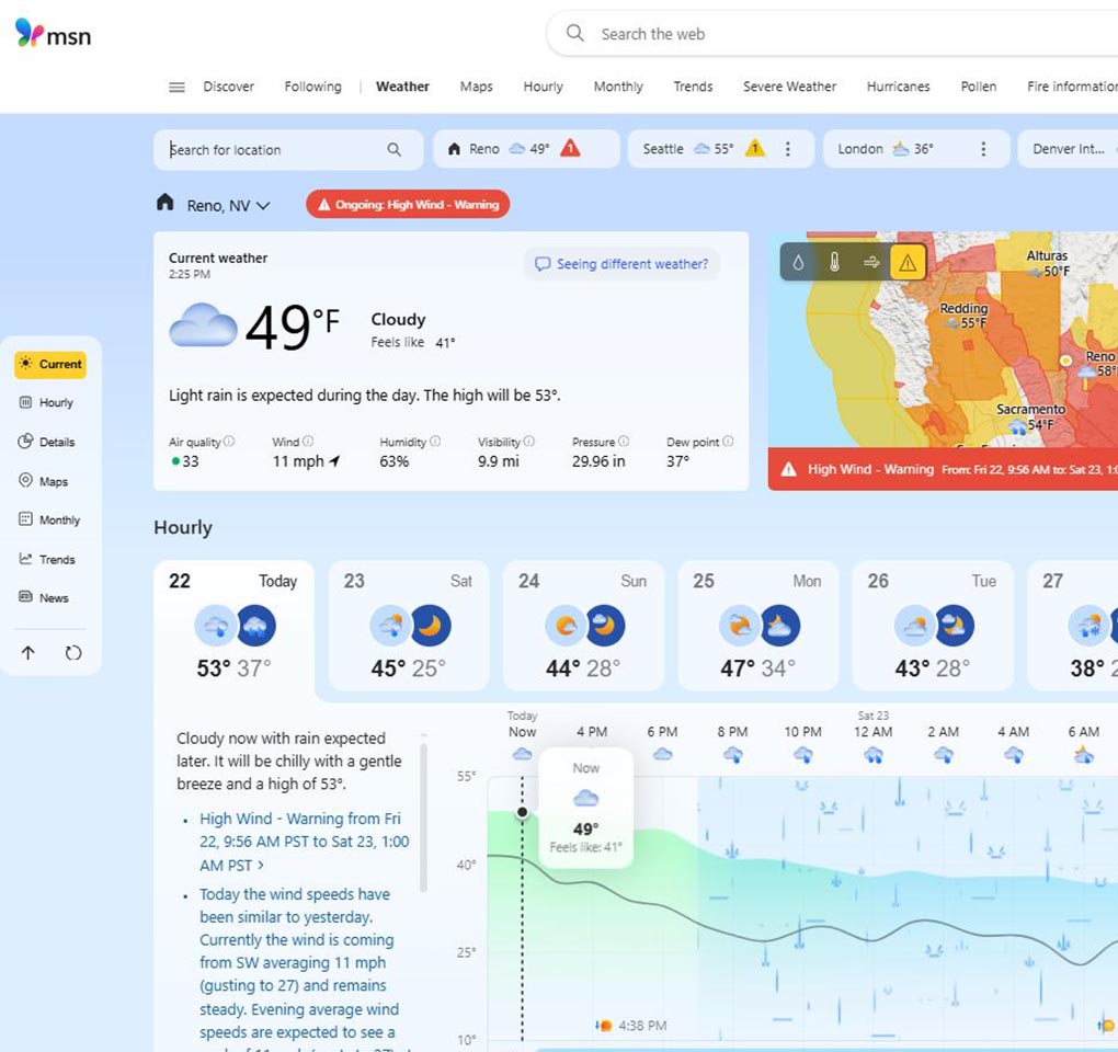 New MSN Weather homepage