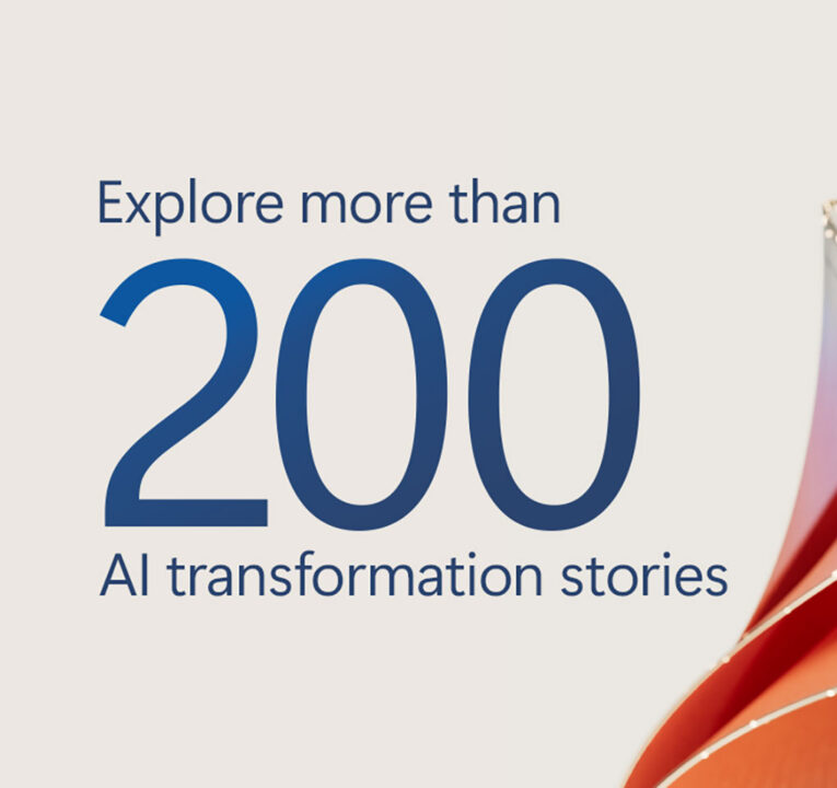 Text reading Explore more than 200 AI transformation stories