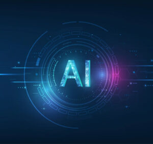 The letters AI in the center of a circular pattern