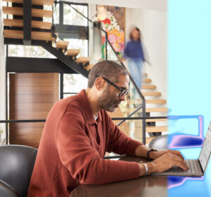 Man working at a laptop computer