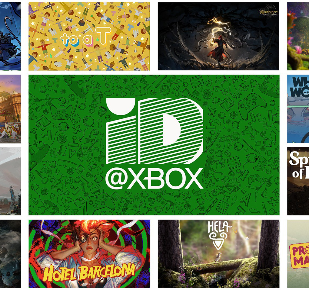 ID@Xbox logo surrounded by title art from games